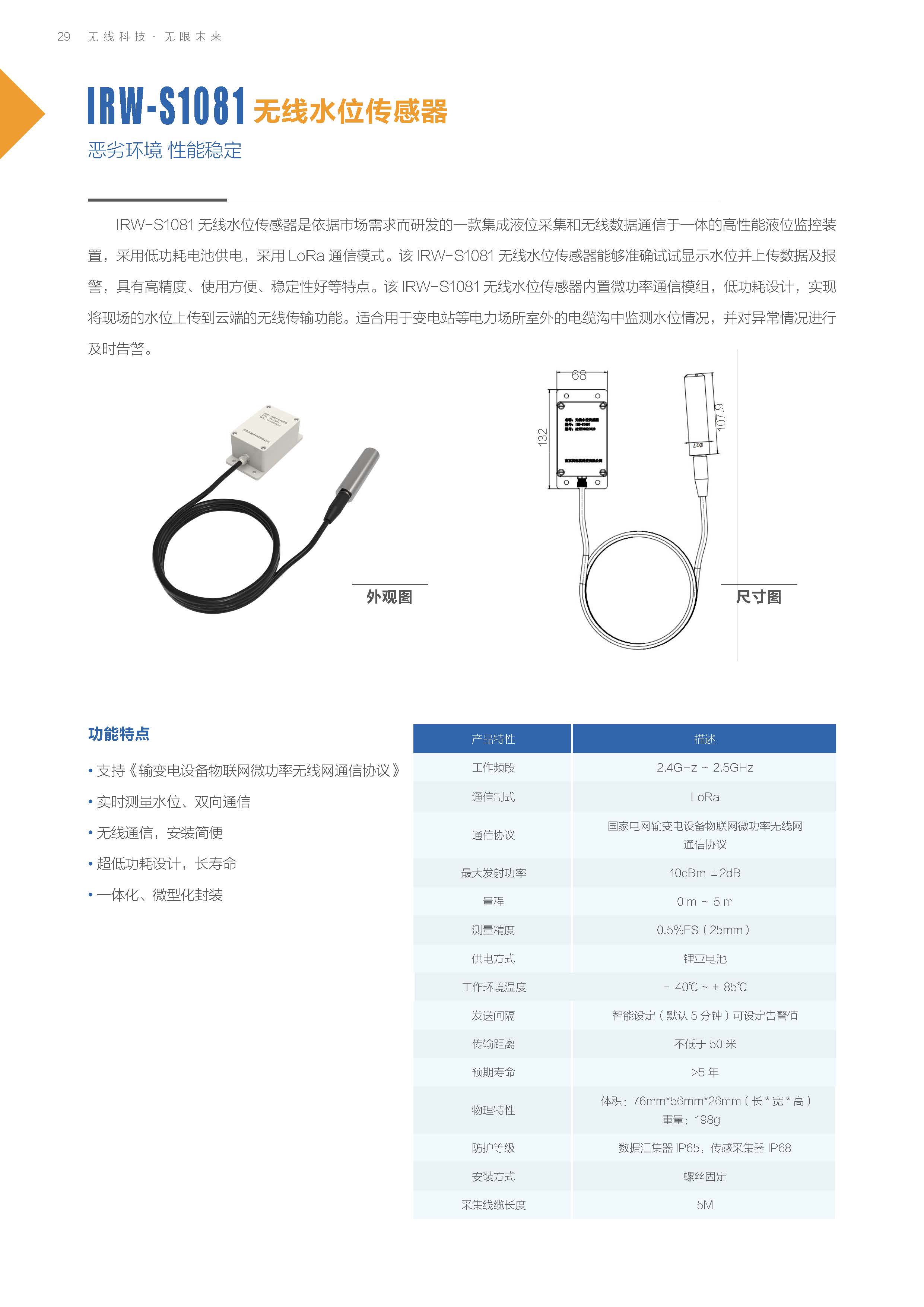 IRW-S1081無(wú)線水位傳感器(圖1)